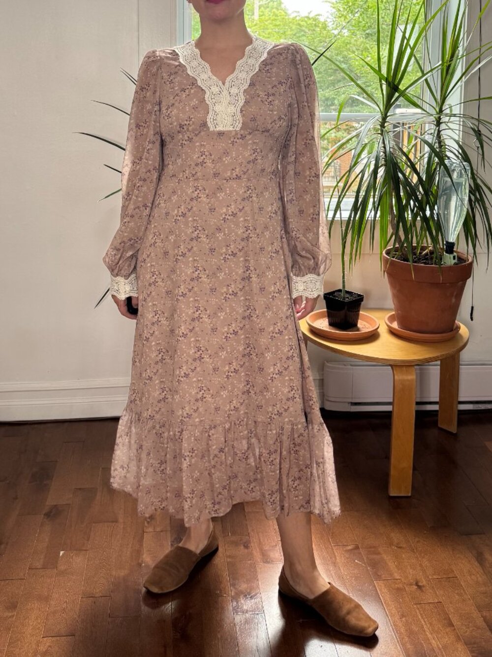 Pre-loved Pink Floral Prairie Dress - Size S/M